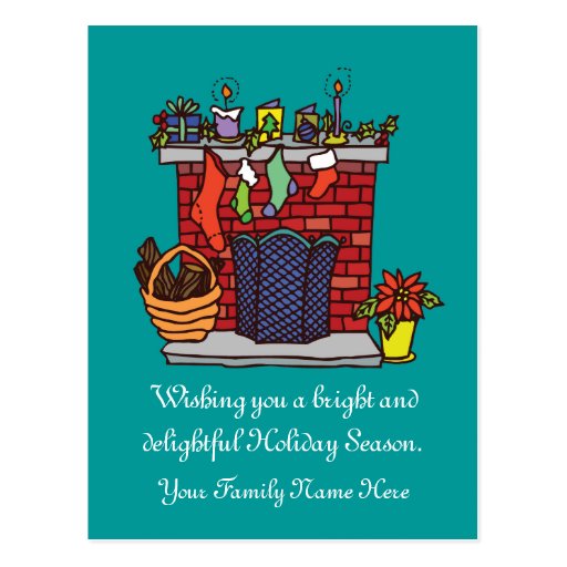Christmas Fireplace Postcards