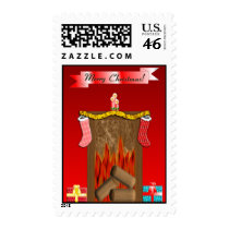 Christmas Fireside Postage stamps