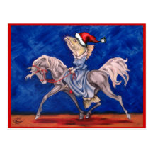 Christmas Fish On A Pony Post Card