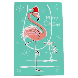 Christmas Flamingo Merry Christmas gift bag medium Medium Gift Bag