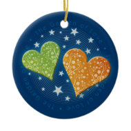 Christmas Floral Hearts Ornament ornament