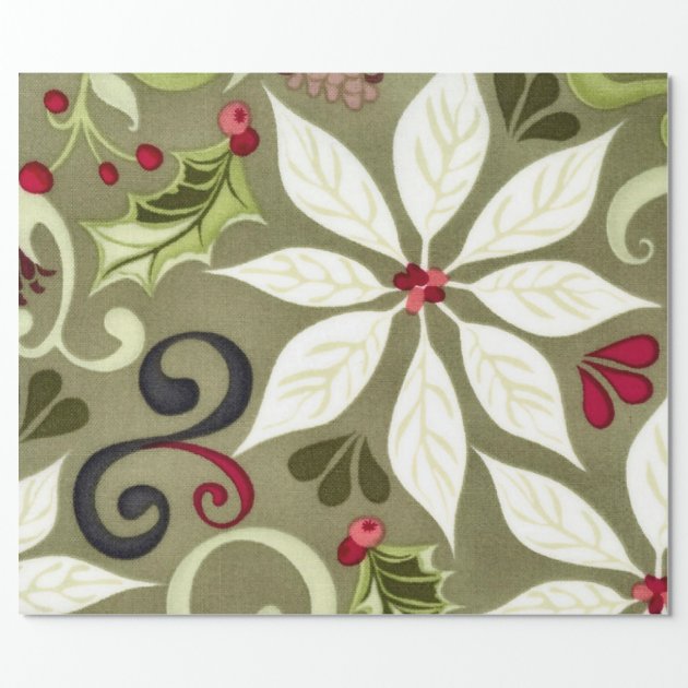 Christmas Floral Holiday Wrapping paper 2/4