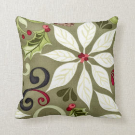 Christmas Floral Pattern Throw Pillow