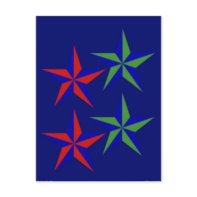 Christmas Four Stars Post Cards by lonvig