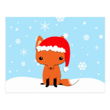 Christmas fox post card