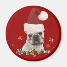 Christmas french bulldog magnet