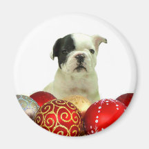 Christmas French Bulldog puppy Refrigerator Magnet