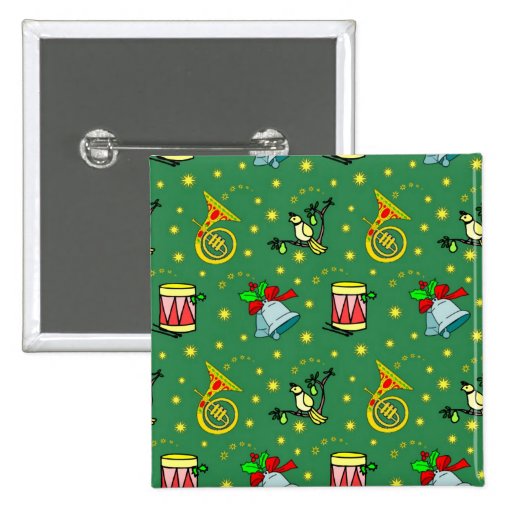 Christmas – French Horns & Magenta Drums Pinback Button