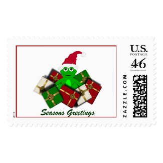Christmas Frog and Gifts Postage stamp