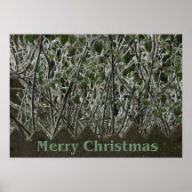 Christmas Frosted Leaves Posters