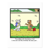 Christmas fun: Bear cartoon Post Card