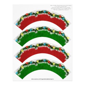 Christmas Garland Cupcake Cosie - RED and GREEN Customized Letterhead