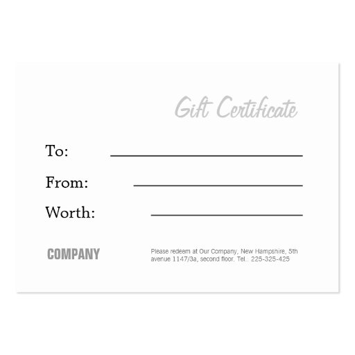 Christmas gift certificate business card template (back side)