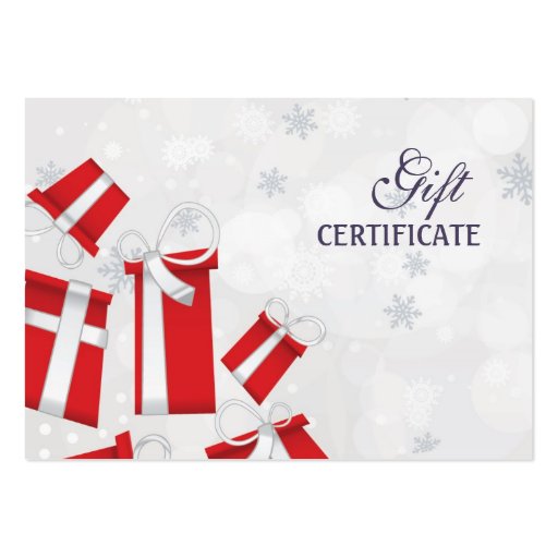 Christmas gift certificate business cards (front side)