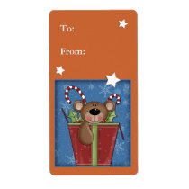 Christmas gift label with cute bear