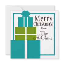 Christmas Gift Stack Card in Teal invitations by krystal_lynn Christmas Gift Stack Card in Teal invitations