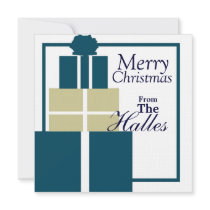 Christmas Gift Stack Photo Card in Navy invitations