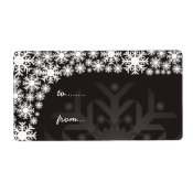Christmas Gift Tags - Black and White Snowflakes Shipping Label