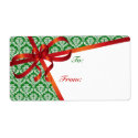 Christmas Gift Tags Green Damask label