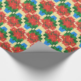Christmas Giftwrap: Poinsettias, Gold Background Gift Wrapping Paper