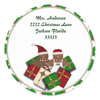 Christmas Gingerbread Couple Address Stickers