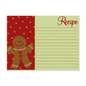 Christmas Gingerbread Recipe Cards postcard