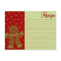 Christmas Gingerbread Recipe Cards postcards