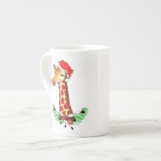 Christmas Giraffe Bone China Mugs
