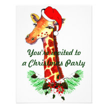 Christmas Giraffe Custom Announcements