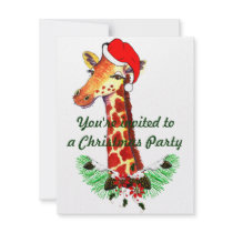 Christmas Giraffe Custom Announcements