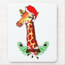 Christmas Giraffe Mouse Mat