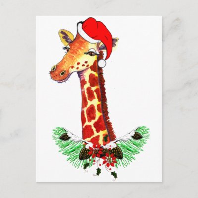 Christmas Giraffe postcards
