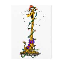 Christmas Giraffe Post Card
