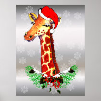 Christmas Giraffe Posters