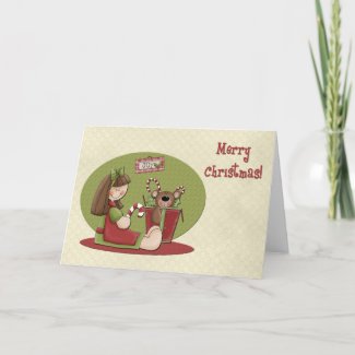 Christmas Girl Bear card