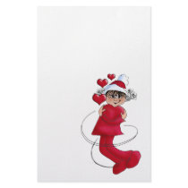 Christmas girl hugging stationery