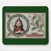 Christmas Girl in Red Hood mousepads