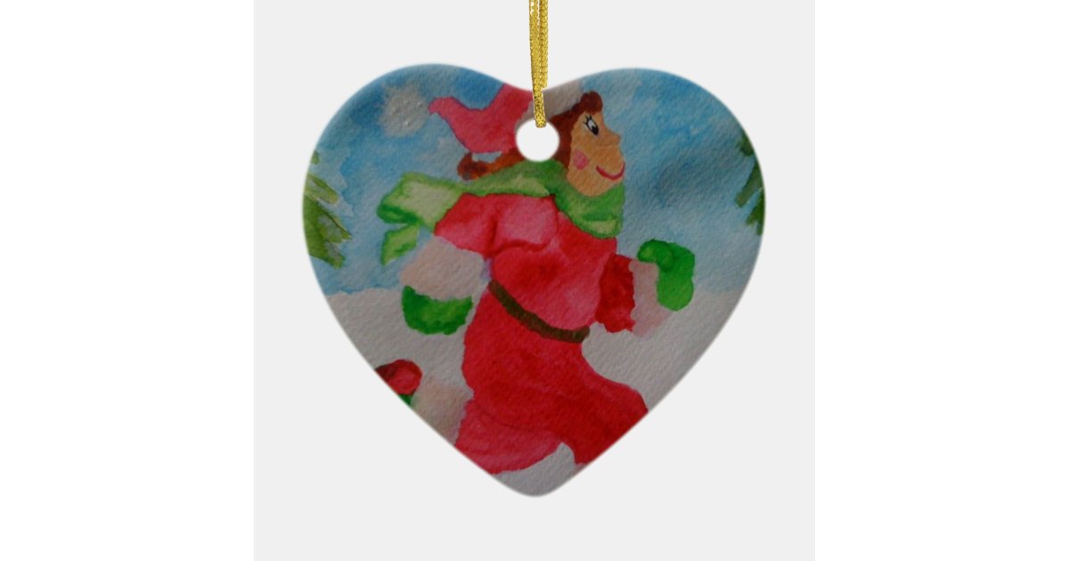 CHRISTMAS GIRL RUNNER HEART ORNAMENT Zazzle