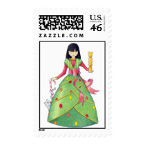 Christmas Girl Stamp