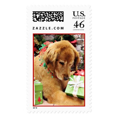 Christmas - Golden Retriever - Addison Postage Stamp