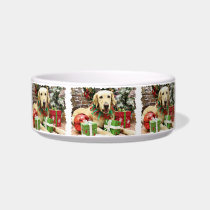 Christmas - Golden Retriever - Penuche Pet Food Bowls