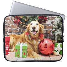 Christmas - Golden Retriever - Wrigley Laptop Sleeve