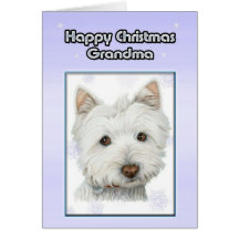 Christmas Grandma card with cute westie dog
