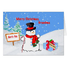 Christmas, Grandma, Snowman, Gift, Snow Cards