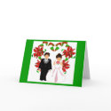 Christmas Green Wedding Heart Floral Wreath Card by Yve_13 Christmas Green Wedding Heart Floral Wreath Card