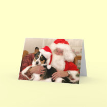 Christmas Greeting Card-Santa and his Welsh Corgi