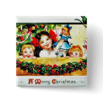 Christmas greeting kids playing with toys buttons