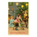 Christmas Greeting Kids, Tree, Toys posters by vintagegiftmall Christmas Greeting Kids, Tree, Toys posters
