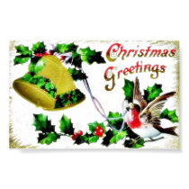 Christmas greeting with a bird and a bell posters by RememberChristmas Christmas greeting with a bird and a bell posters
