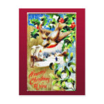Christmas greeting with a bird flying down and sce postcards